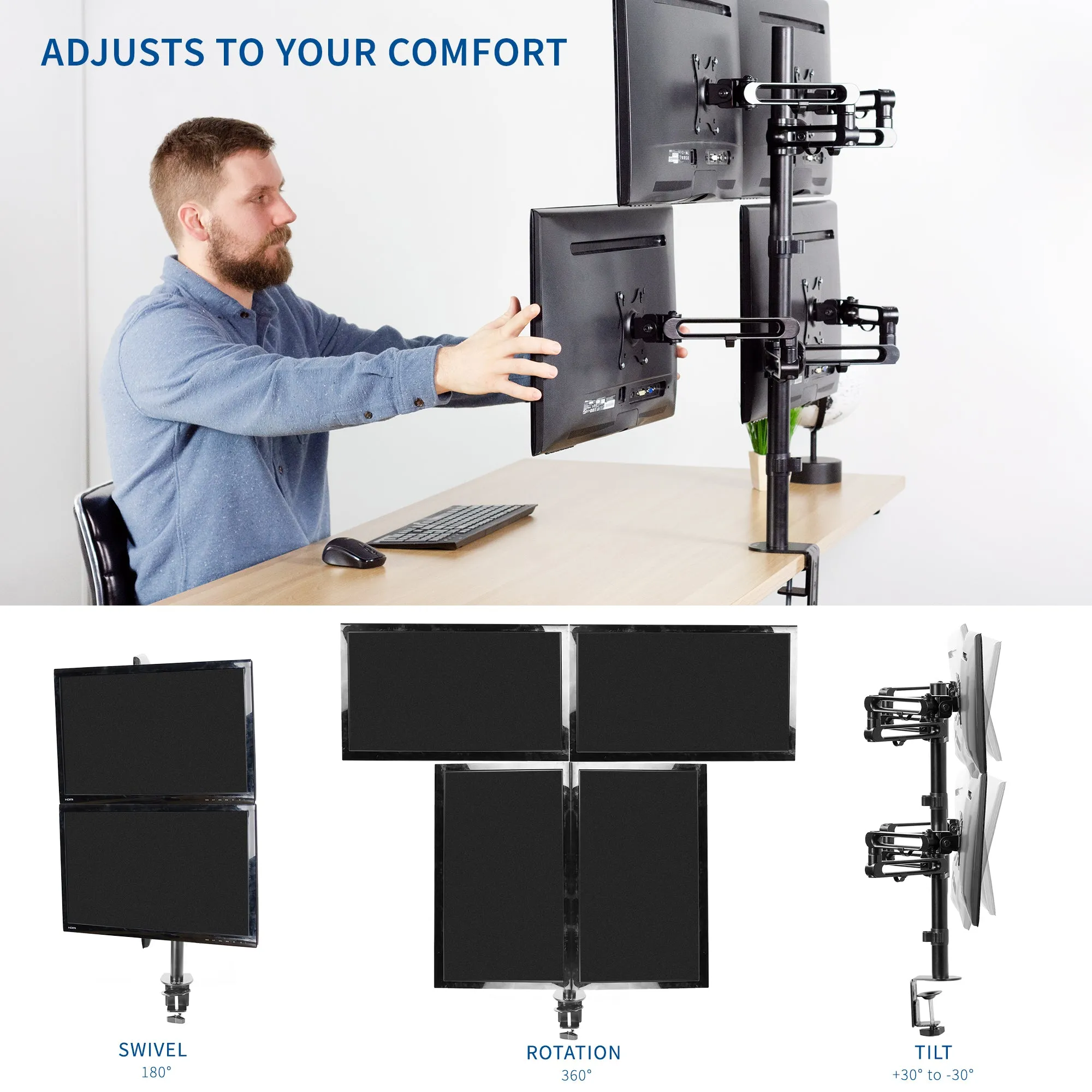 Quad Monitor Desk Mount