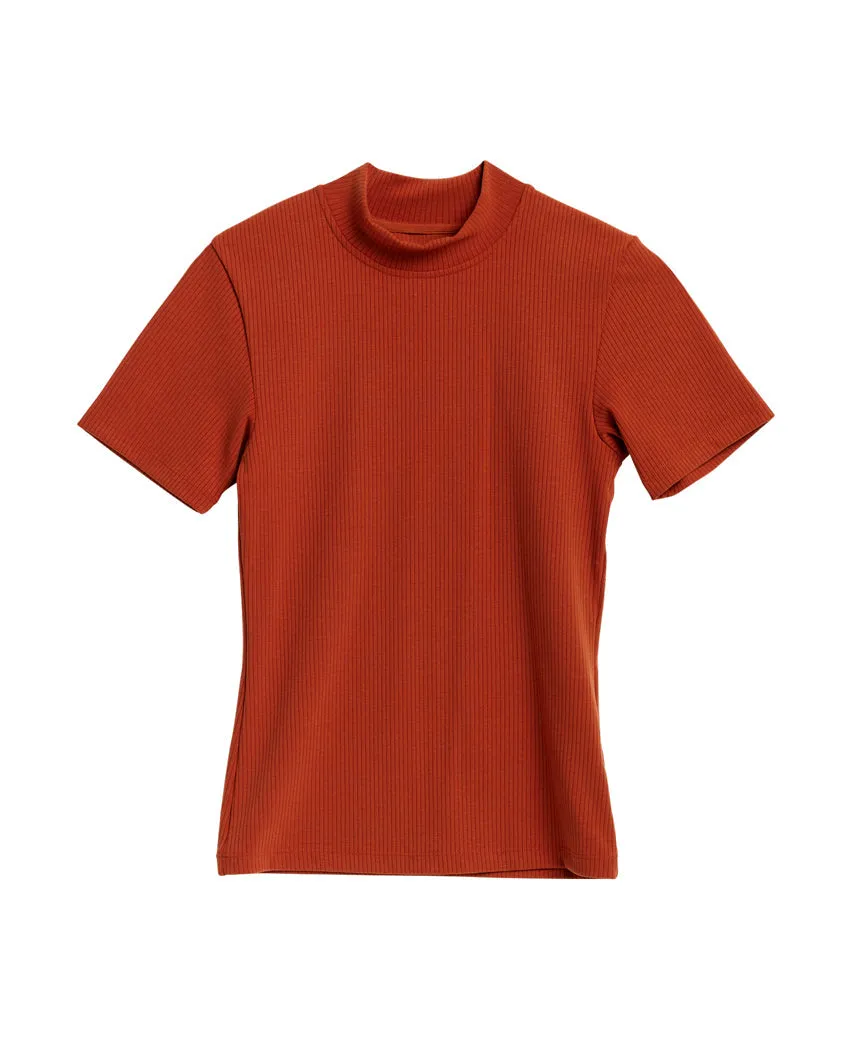 Rib Mockneck Short Sleeve