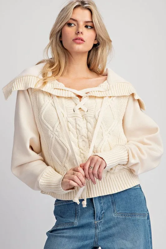 Sailor Cropped Sweater Top