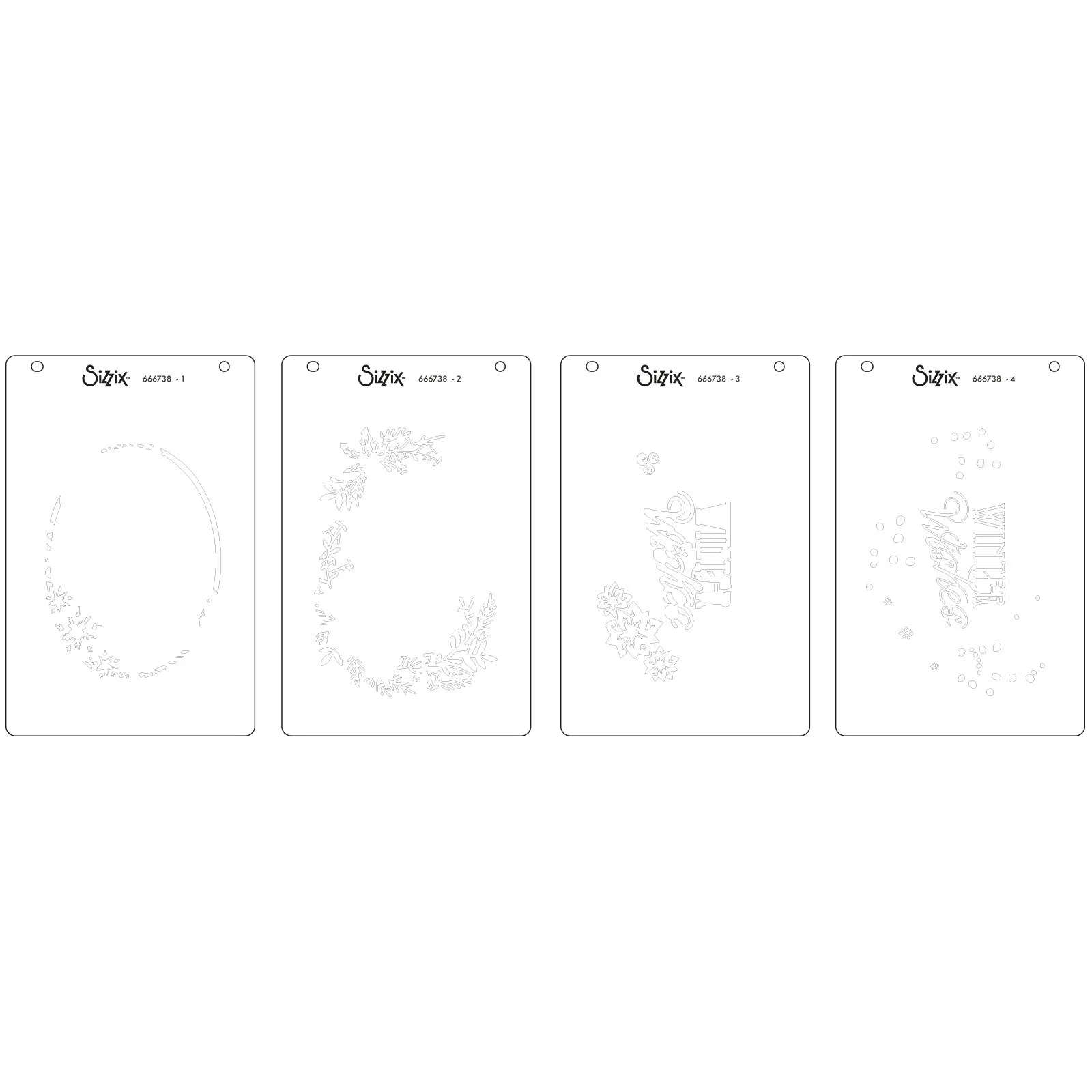 Sizzix A6 Layered Stencils 4PK - Winter Wishes #3