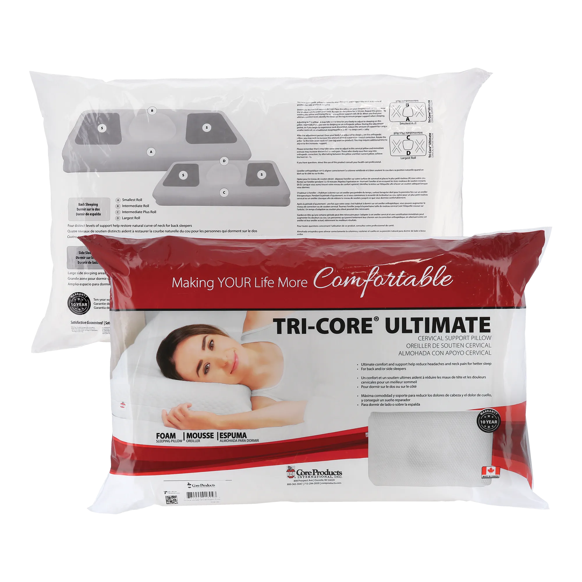 Tri-Core Ultimate Cervical Pillow, Firm Support